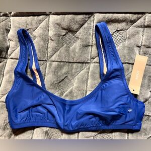 J. Crew Swim Heritage Scoopneck Bikini Top Size Small Blue $75 Retail NWT